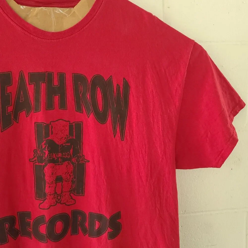 Death Row Records Red Short Sleeve T Shirt Men's Size 2XL Cotton Crew Neck Y2k